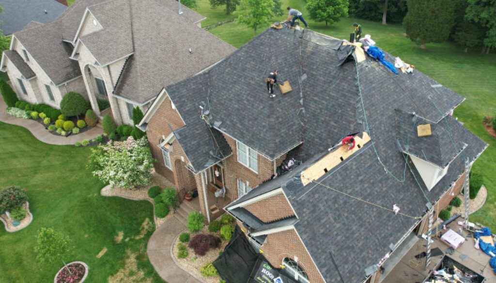 Replacing a storm damaged roof in Louisville KY