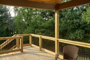 Newly built deck with arched porch