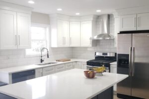 Newly remodeled kitchen and built-in island