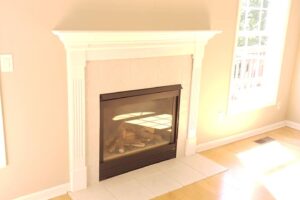 Newly built fireplace in remodeled home