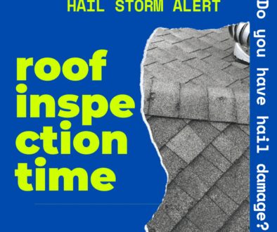 Roof shingles and text "roof inspection time"
